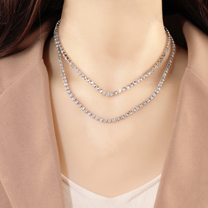 Collier tennis PFT en acier inoxydable 4 mm avec zircon, chaîne à griffes incrustée de diamants de couleur simple, accessoires pour hommes <span class=keywords><strong>et</strong></span> femmes - Product Image 5