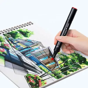 Yüksek dayanıklılık kalıcı keçeli kalem ince ve fırça çift kafa profesyonel boyama suluboya çift ucu fırça kalemler seti