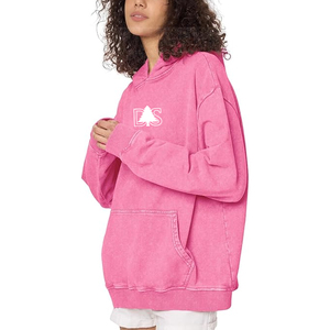 Custom High Quality Women's Loose Fit Cotton Polyester Blend Acid Wash Hoodie Thick Breathable Sports Distressed Hoodie - Product Image 3