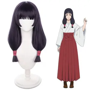 Grosir Iori Utahime Wig 65cm panjang lurus gelap ungu sintetis Anime pesta Halloween Jujutsu Kasen Wig Cosplay