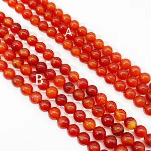 Atacado Natural A Red Ágata Gemstone Rodada Loose Beads para Fazer Jóias Pulseira Colar