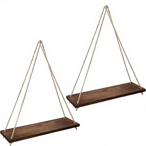 Estantes Colgantes Ajustables <span class=keywords><strong>de</strong></span> <span class=keywords><strong>Madera</strong></span> <span class=keywords><strong>de</strong></span> 2 Niveles, Color Marrón Oscuro, para Montar en la Pared, para Sala <span class=keywords><strong>de</strong></span> Estar, Cocina, Balcón, Soporte para Macetas - Product Image 1