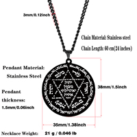 Pendentif Protecteur de Dieu, Amulette de la Kabbale, Noms des 12 Anges et Étoile de David, Talisman découpé au laser, Pendentif en acier inoxydable, Collier