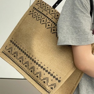 Wholesale Customizable Reusable Jute <strong>Linen</strong> Tote Bag Many Designs To Choose From Including Cartoon Pattern Custom Logo Size