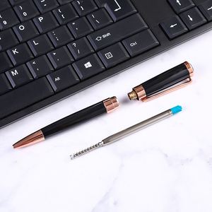 Luxury Rose Gold <b>Ballpoint</b> <b>Pen</b>, Black Metal Retractable Ball <b>Pen</b>, Custom Logo Engraved Executive <b>Pen</b> for Office, Business, Gift - Product Image 3