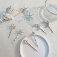 Barrette à cheveux en alliage étoile et lune style coréen, ornée de strass et de diamants, pour femme, accessoire de frange minimaliste et tendance