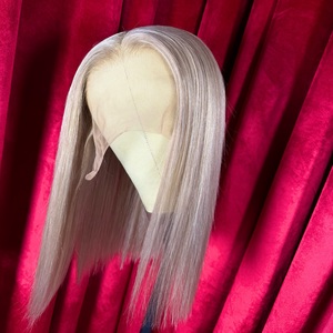 <span class=keywords><strong>Nerissa</strong></span> Hair Hochwertige 100% Echthaar Bob-Schnitt Seidig Glatte Balayage-Färbung Blonde Highlights Transparente Lace-Front-Perücken - Product Image 2
