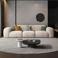 Juego de sofá Chesterfield minimalista italiano de lujo, terciopelo modular ligero con nuevo diseño directo de látex para sala de estar o salón