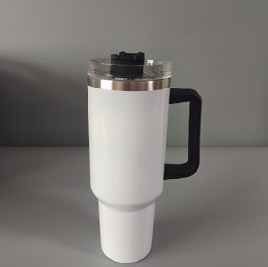Gobelet isotherme vierge de 40 oz avec poignée colorée et couvercles, pour sublimation, idéal pour le voyage, le café et comme bouteille d'eau avec paille, pour transfert par impression à chaud - Product Image 4
