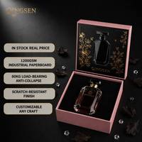 Boîte cadeau de luxe élégante en carton rose personnalisé avec estampage à chaud doré, insert en velours noir, pour emballage de parfum et cadeaux