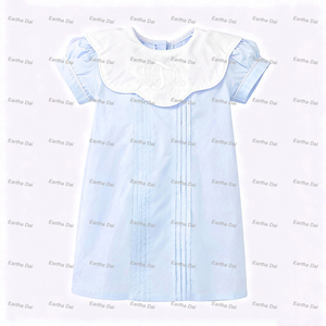 Abiti per Bambine in Tessuto Primavera Estate Monogramma Vestiti per Bambine con Colletto Peter Pan Set di Abbigliamento per Bambini - Product Image 5