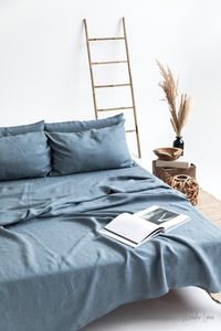 <b>Queen</b> <b>Size</b> Mustard Linen Duvet Cover Set 100% Soft Washed Linen Custom <b>Size</b> Natural Tan Button <b>Sheet</b> Pillowcase Duvet Cover - Product Image 3