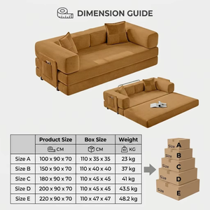 Ensemble canapé-lit d'appoint modulaire compressé sous vide, en velours côtelé 32D, matelas <span class=keywords><strong>futon</strong></span> de sol tatami avec rembourrage en éponge, portable pour la nuit - Product Image 2