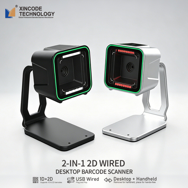 Xincode Desktop Wired USB Barcode Reader 2D Bar Code Scanner Price Scan Qr  Qrcode Codes for Supermarket Shop POS Scanners