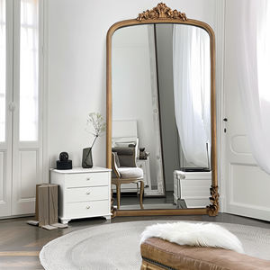 מראה רצפתית עתיקה בסגנון צרפתי, מסגרת בארוק, מראה דקורטיבית לבית, מראה גוף מלאה, מראה לחדר שינה, מראה צרפתית - Product Image 4