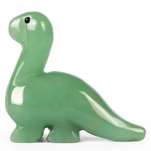 크리스탈 녹색 Aventurine ine 공룡 입상 손으로 새겨진 현실적인 귀여운 공룡 피규어 동상 동물 수집 장식 또는 선물