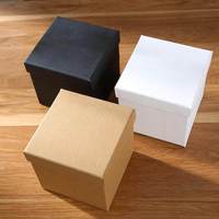 Boîte cadeau carrée haut de gamme en papier kraft, design simple, grande capacité, boîte mystère d'anniversaire vide, modèle 75504, provenance Chine