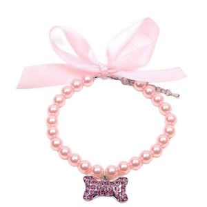 <b>Dog</b> Pearl Necklace Pet Bone Bowknot Necklace Cat Pendant Necklace <b>Adjustable</b> Pet Jewelry <b>Harness</b> Leash - Product Image 6