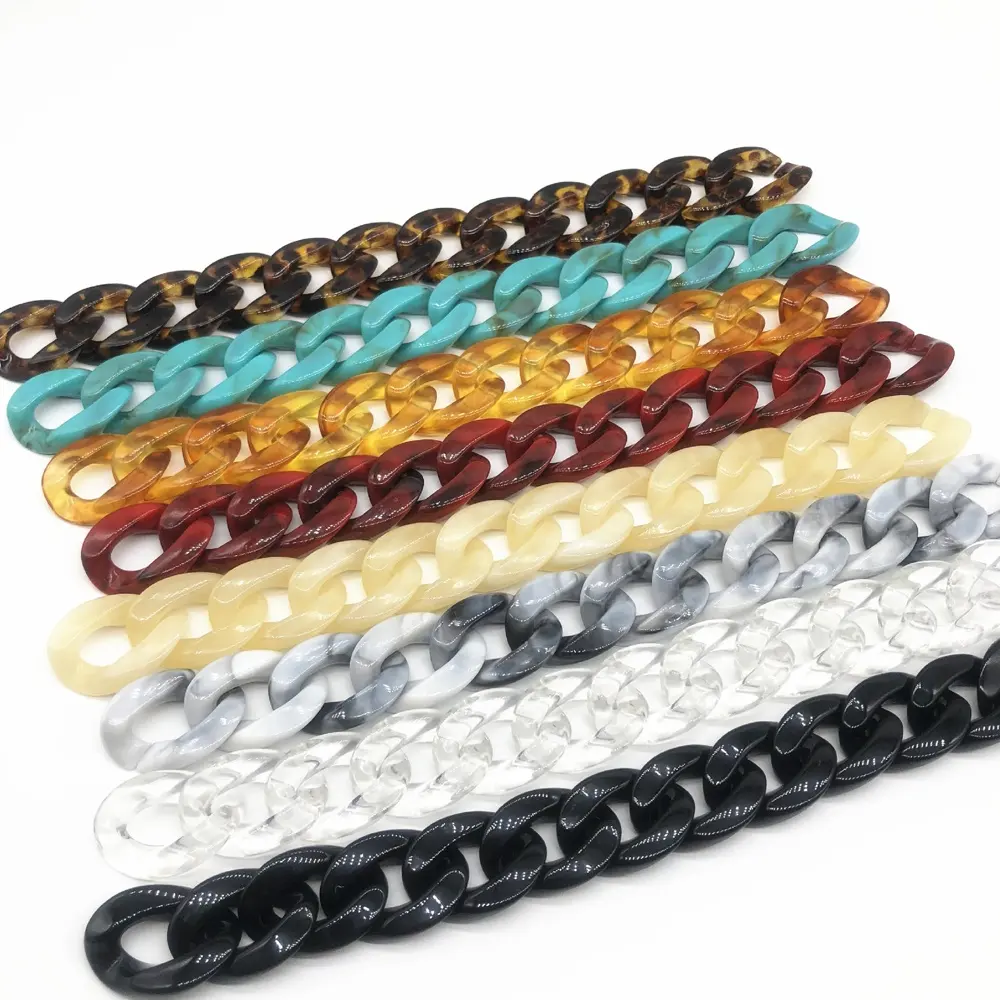 Wholesale customized plastic acrylic chain accessories colorful glasses chain mobile phone bags crossbody chain 20*30mm