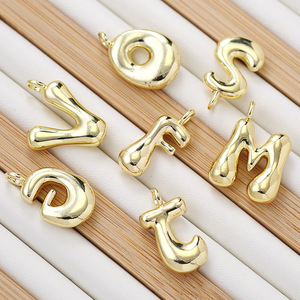 Pendentif lettre de l'alphabet bulle en laiton plaqué <span class=keywords><strong>or</strong></span> 18 carats pour femmes collier à faire soi-même fabrication de bijoux breloques fournitures 26 lettres A-Z - Product Image 5