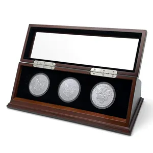 Wholesale Commemorative Handmade Wooden Coin Display Box Gold Coin Gift Box