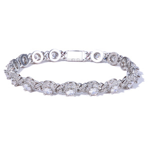 Fashion Jewelry Hip-Hop Style Full Row 0.5ct Zircon Diamonds Rhodium Gold Plated <b>Copper</b> Alloy Tennis <b>Bracelet</b> for Women - Product Image 6