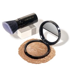 Laura Geller New York al forno Balance-n-Brighten fondotinta medio impermeabile spazzola Kabuki compatta premuta per il trucco del viso