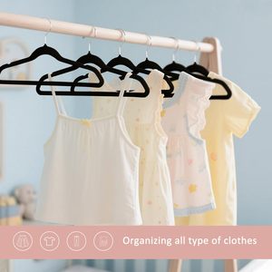 Durable Rotatable Velvet Hangers 50 Pack Custom Suit Non Slip Black <b>Plastic</b> Flocking Wall Mounted Eco-Friendly Clothing Store - Product Image 3