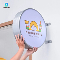 Boîte lumineuse LED en acrylique personnalisée, ronde, double face, pour devanture de magasin, enseigne lumineuse extérieure