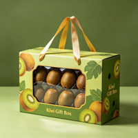 Op maat bedrukte golfkartonnen fruitverpakking doos kiwi banaan cadeaudoos met transparant venster en lint handvat voor fruitverpakking