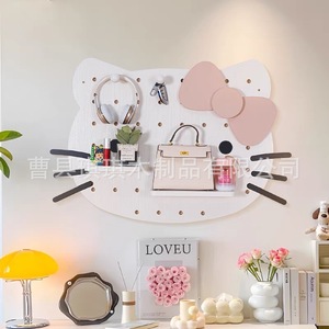 Hello Kitty Cat Wooden Pegboard <b>Wall</b> <b>Shelf</b> Adjustable Storage Organizer For Children's Room Decor - Product Image 4