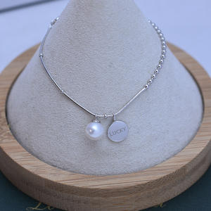 S925 <b>Silver</b> Women's <b>Bracelet</b> Freshwater 7-8mm White Strong Light Almost Flawless Pearl Korean Version Minimalist Fashion <b>Charm</b> - Product Image 1