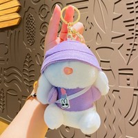Jouets en peluche de dessin animé, lapin mignon en peluche avec chapeau, porte-clés, mini peluches, poupée en peluche, porte-clés lapin cool