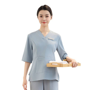 Elegant Beautician Uniform Women Three-Quarter Sleeves Polyester Spa Workwear - Product Image 5