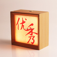 Mini cadre en bois boîte à lumière de nuit Rechargeable pour bureau à domicile avec interrupteur à capteur tactile 4x4 pouces cadre d'éclairage de fond Photo
