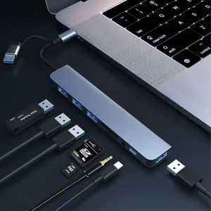 Concentrador de datos 8 en 1 con 4 puertos de datos <span class=keywords><strong>USB</strong></span> a 1, lector de tarjetas SD/TF, audio de 3,5mm para teléfonos, portátiles, <span class=keywords><strong>iPad</strong></span> <span class=keywords><strong>Pro</strong></span> Switch y más - Product Image 6