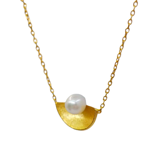 Collar con Colgante Minimalista de Plata 925 Chapado en Oro UM Jewelry, Perla Natural de Agua Dulce al por Mayor, Unisex/Hombre/Mujer, Regalo NGTC - Product Image 2