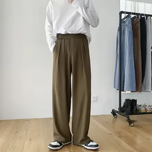 เกาหลีแบบสบายๆ2022 Classic Fit Chino กางเกงผู้ชายสีกากีผ้าฝ้ายฤดูร้อนกางเกงธุรกิจกางเกง7749