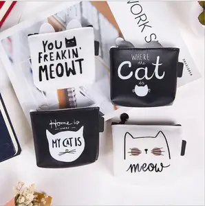 Tas Dompet Koin Kucing Mini Wanita, Dompet Kecil Silika Gel Berubah Tas Uang Ritsleting