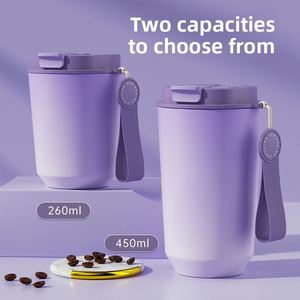 Nuevo Vaso Térmico de Acero Inoxidable 304, Diseño Elegante, Doble Boca para Beber, con Cordón, Taza de Café Portátil para Viajes - Product Image 3