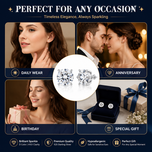 Boucles d'oreilles clous en moissanite taille brillant ronde de 3mm-10mm avec fermoir à vis en argent sterling 925, luxe unisexe pour hommes et femmes Alice - Product Image 3
