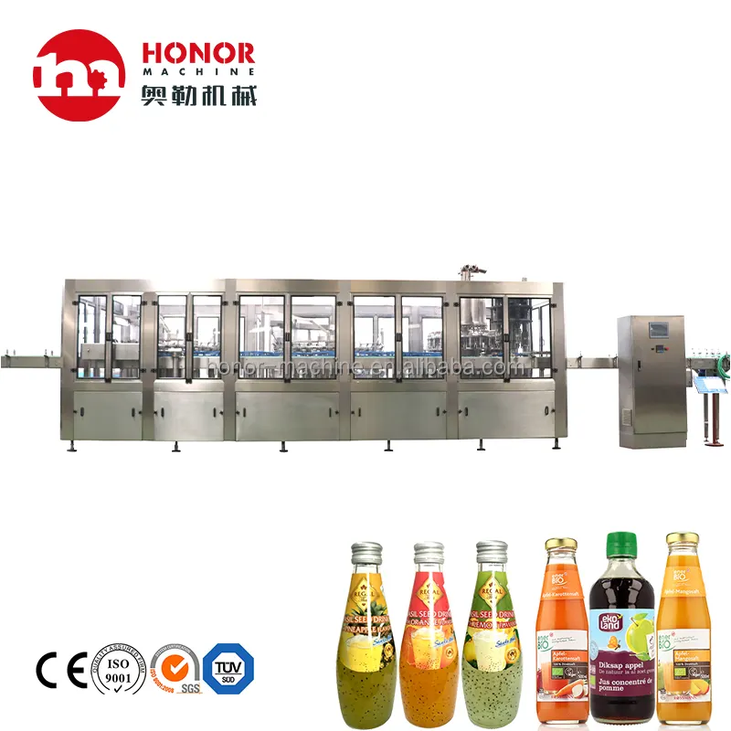 Fruit Juice Beverage Filling Labeling Printing Packing Packaging Machine For Complete Bottling Line