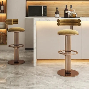 Moderno Mostrador de altura sillas de <span class=keywords><strong>bar</strong></span> muebles desayuno silla alta para <span class=keywords><strong>Bar</strong></span> Mesa hogar lujo cocina cuero giratorio Taburetes - Product Image 5