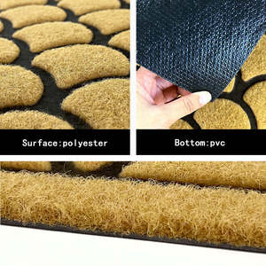 พรมเช็ดเท้าใยมะพร้าวทรงสี่เหลี่ยมผืนผ้า พรมกันลื่น PVC สำหรับทางเข้าบ้าน ห้องนอน ห้องทำงาน ลายเรขาคณิต สีพื้น - Product Image 3