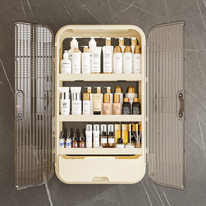 Plastic Wall Mounted Bathroom <b>Shelf</b> 60X70cm 3 Layers Cosmetic Storage Rack <b>Bedroom</b> Organizer Durable Rectangular - Product Image 3