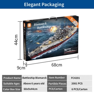 Ensemble de blocs de construction Bismarck Battleship FC 4201, simulation du célèbre navire de la Seconde Guerre mondiale, jouets de construction de bateaux, briques de construction de jouets - Product Image 3