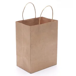 Vente en gros sac à provisions en papier kraft brun imprimé de haute qualité personnalisé sac en papier avec poignée pour emballage de l'usine source