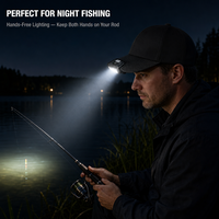 Lampe de casquette LED à capteur intelligent 800 mAh rechargeable avec affichage LCD de la batterie, tête rotative à 180 degrés, Type-C
