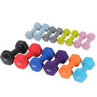Pas cher Fitness Noir Rose Home Gym Haltères Ensemble Néoprène Enduit Hex Tête Haltères 0.5kg 1 2 2.5 3 4 5 10 kg Haltères à Vendre
