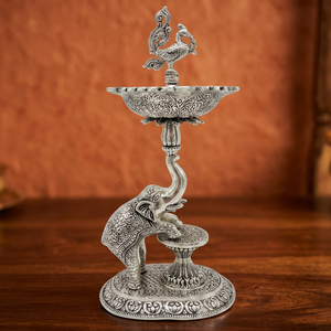 Pied d'éléphant plaqué argent, style paon Samai - Product Image 2